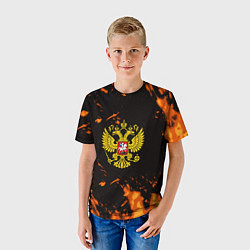 Футболка детская Россия огненные краски, цвет: 3D-принт — фото 2