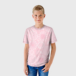 Футболка детская Розовый цветочный паттерн, цвет: 3D-принт — фото 2