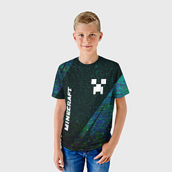 Футболка детская Minecraft glitch blue, цвет: 3D-принт — фото 2