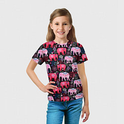 Футболка детская Орнамент разноцветных слонов, цвет: 3D-принт — фото 2
