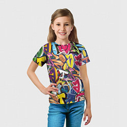 Футболка детская Буква т в граффити, цвет: 3D-принт — фото 2