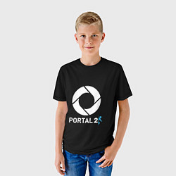 Футболка детская Portal2 logo game, цвет: 3D-принт — фото 2
