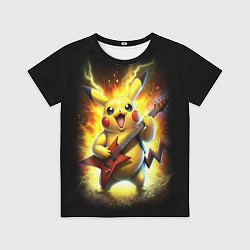 Футболка детская Пикачу рок звезда с электрогитарой, цвет: 3D-принт
