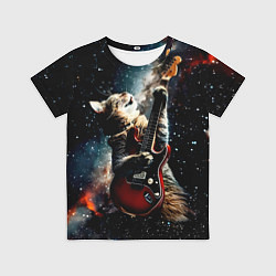 Футболка детская Космический кот играет на гитаре, цвет: 3D-принт