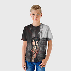 Футболка детская Татуированная брюнетка, цвет: 3D-принт — фото 2