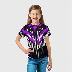 Футболка детская Purple and white abstraction on a black background, цвет: 3D-принт — фото 2