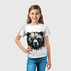 Футболка детская Гранж - портрет медведя, цвет: 3D-принт — фото 2