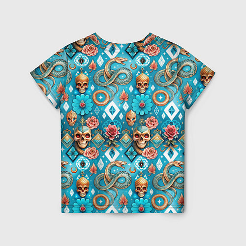 Детская футболка Паттерн змеи и черепа / 3D-принт – фото 2