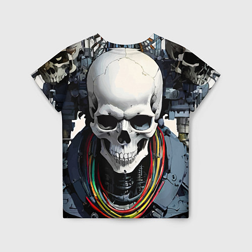 Детская футболка Cool cyber skull - ai art fantasy / 3D-принт – фото 2