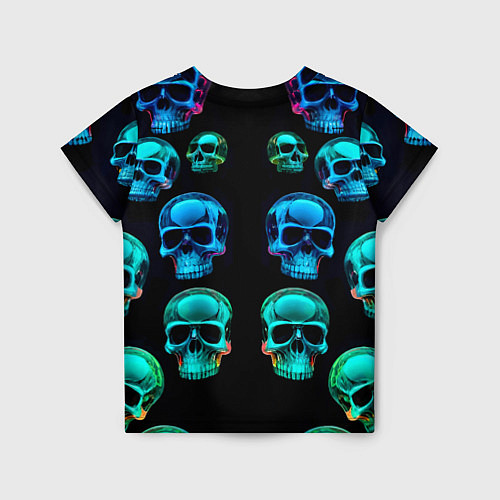 Детская футболка Neon skulls - ai art pattern / 3D-принт – фото 2