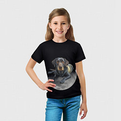 Футболка детская Лабрадор и луна, цвет: 3D-принт — фото 2