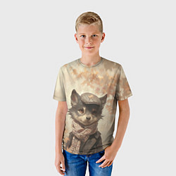 Футболка детская Волчонок в кепке и шарфе, цвет: 3D-принт — фото 2