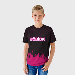 Футболка детская Roblox fire pink, цвет: 3D-принт — фото 2