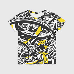 Футболка детская Черно-желтый орнамент, цвет: 3D-принт