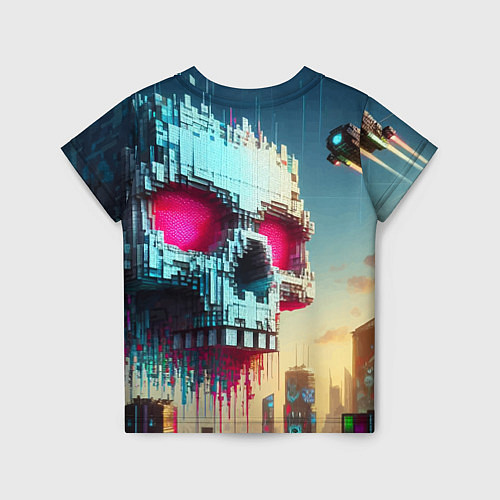 Детская футболка Cool pixel skull - ai art fantasy / 3D-принт – фото 2