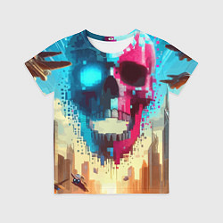 Футболка детская Cool vanguard neon cyber skull - ai art, цвет: 3D-принт