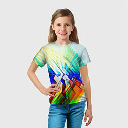 Футболка детская Неоновая абстракция стекло, цвет: 3D-принт — фото 2