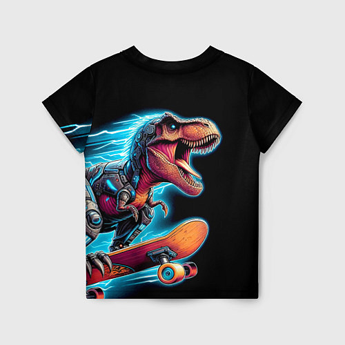 Детская футболка Cool Dino on a skateboard - neon glow fantasy / 3D-принт – фото 2