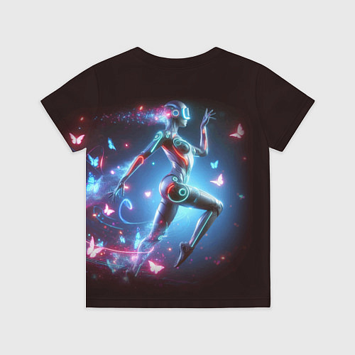 Детская футболка Cyber girl and butterflies - neon glow fantasy / 3D-принт – фото 2