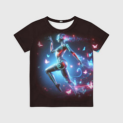 Футболка детская Cyber girl and butterflies - neon glow fantasy, цвет: 3D-принт