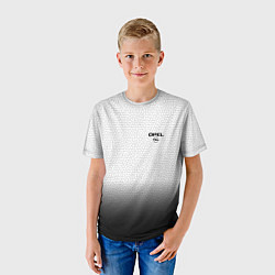 Футболка детская Opel с эмблемой градиент чёрно-белый, цвет: 3D-принт — фото 2