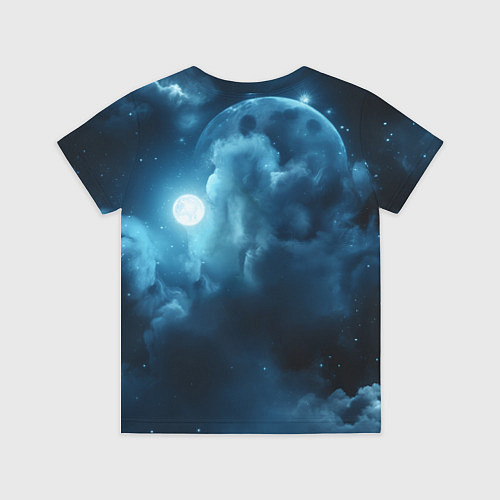 Детская футболка Волк ночное синее небо / 3D-принт – фото 2