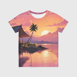 Футболка детская Домик на берегу закат, цвет: 3D-принт