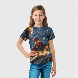Футболка детская Человек-паук на новогодней елке, цвет: 3D-принт — фото 2