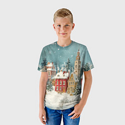 Футболка детская Праздничный новогодний город, цвет: 3D-принт — фото 2
