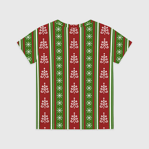 Детская футболка Новогодний полосатый узор с ёлками и снежинками / 3D-принт – фото 2