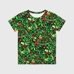 Футболка детская Ягоды падуба на новогодней елке, цвет: 3D-принт