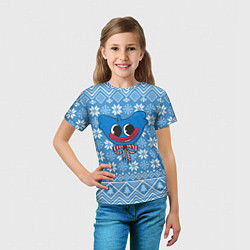 Футболка детская Huggy Wuggy миленький новогодний свитер ugly, цвет: 3D-принт — фото 2