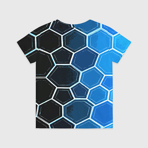 Детская футболка Белые шестиугольники на чёрно-синем фоне / 3D-принт – фото 2