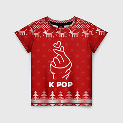 Футболка детская Новогодний K Pop с оленями, цвет: 3D-принт
