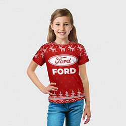 Футболка детская Новогодний Ford с оленями, цвет: 3D-принт — фото 2