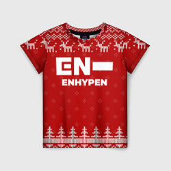Футболка детская Новогодний Enhypen с оленями, цвет: 3D-принт