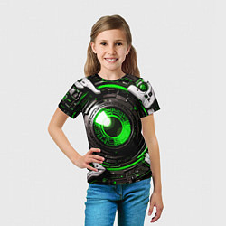 Футболка детская Зелёная сфера киберпанк, цвет: 3D-принт — фото 2