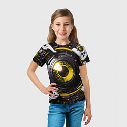 Футболка детская Жёлтая сфера киберпанк, цвет: 3D-принт — фото 2