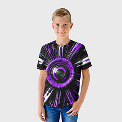 Футболка детская Чёрно-фиолетовая сфера киберпанк, цвет: 3D-принт — фото 2