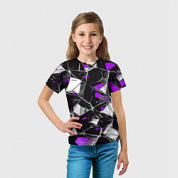 Футболка детская Фиолетово-белый паттерн на чёрном фоне, цвет: 3D-принт — фото 2