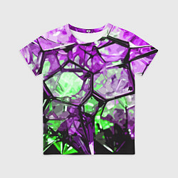 Футболка детская Чёрно-зелёная абстракция на фиолетовом фоне, цвет: 3D-принт