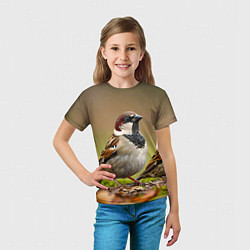 Футболка детская Воробей, цвет: 3D-принт — фото 2