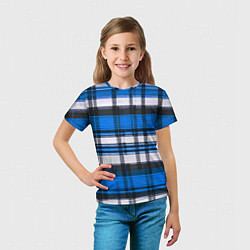 Футболка детская Сине-белая ткань в клетку, цвет: 3D-принт — фото 2
