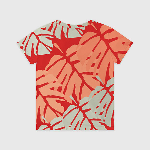 Детская футболка Отпечатки монстеры на красном / 3D-принт – фото 2