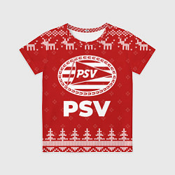 Футболка детская Новогодний PSV с оленями, цвет: 3D-принт