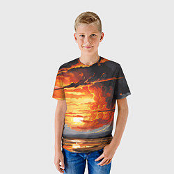 Футболка детская Багровый закат, цвет: 3D-принт — фото 2