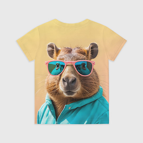 Детская футболка Модная капибара в отпуске / 3D-принт – фото 2