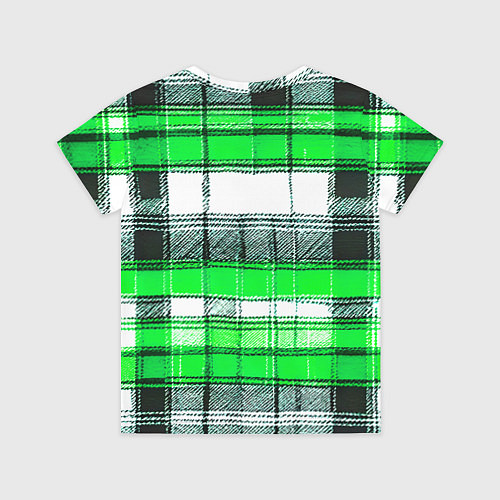 Детская футболка Чёрные полосы на зелёном-белом фоне / 3D-принт – фото 2