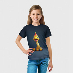 Футболка детская Желтая новогодняя змейка, цвет: 3D-принт — фото 2