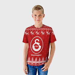 Футболка детская Новогодний Galatasaray с оленями, цвет: 3D-принт — фото 2